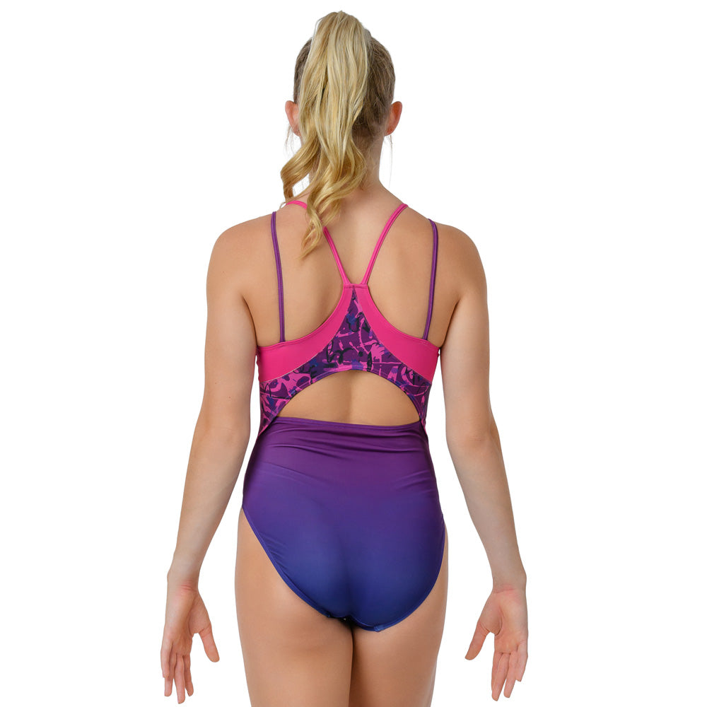 Vera Graffiti-esque Sleeveless Leotard - Winter Berry